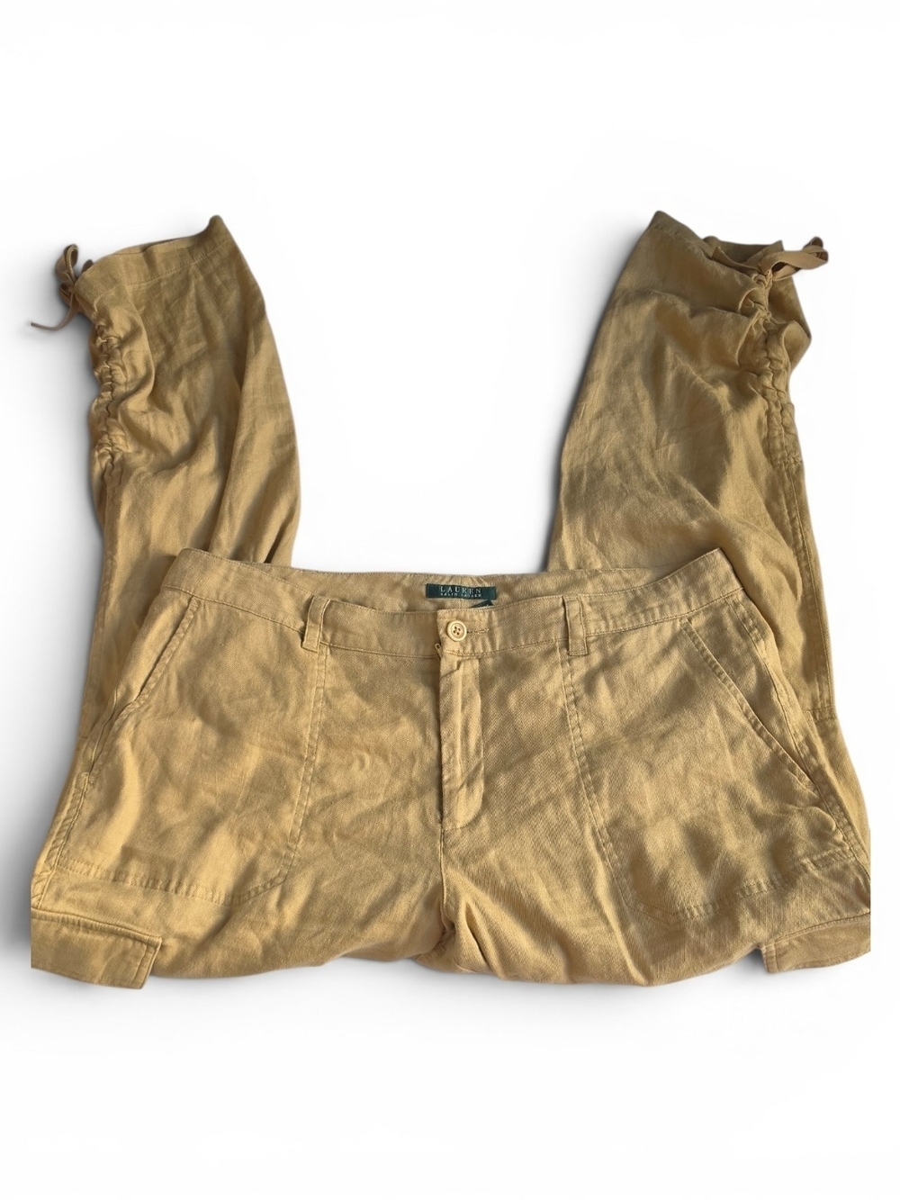Ralph Lauren Women's Cargo Drawstring Pants in Tan